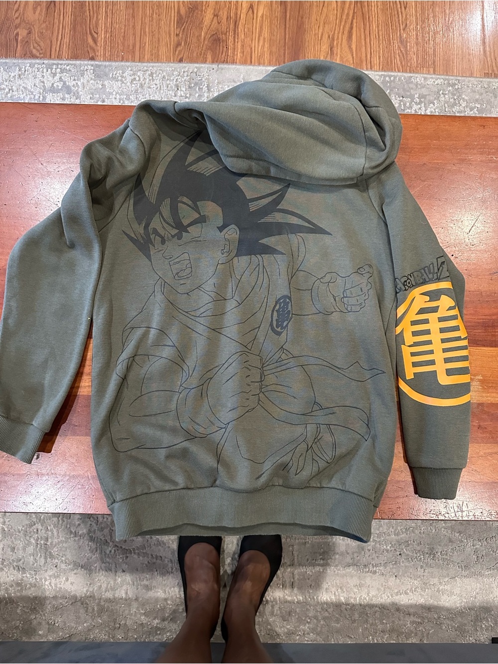 Kids Olive Green Dragon Ball Graphic Hoodie